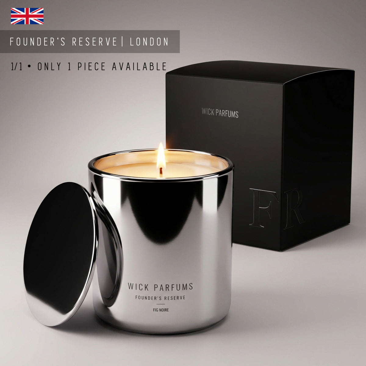 London Reserve Collection // XL Silver Mirror Candle // Fig Noire // 500 g