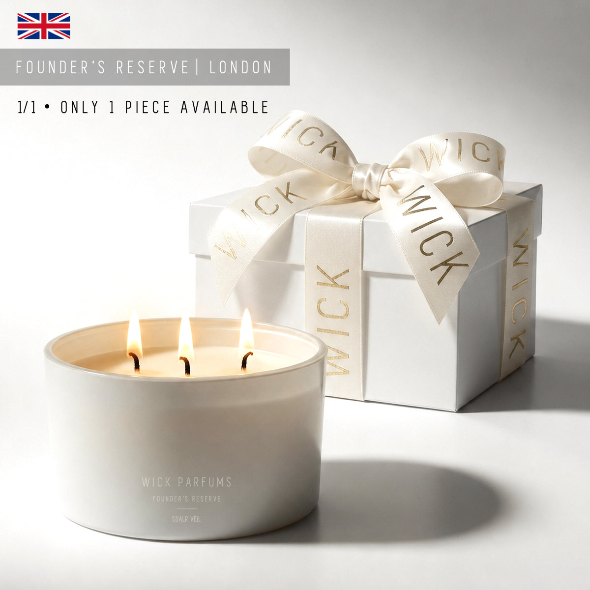 London Reserve Collection // White Glass Bowl Candle // Solar Veil // 420 ml // Triple Wicks