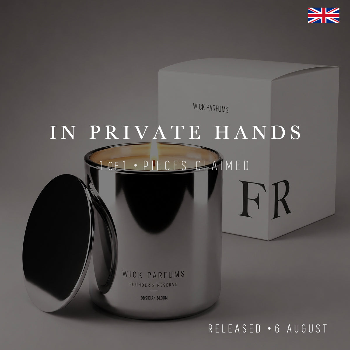 London Reserve Collection // XL Silver Mirror Candle // Obsidian Bloom // 500 g